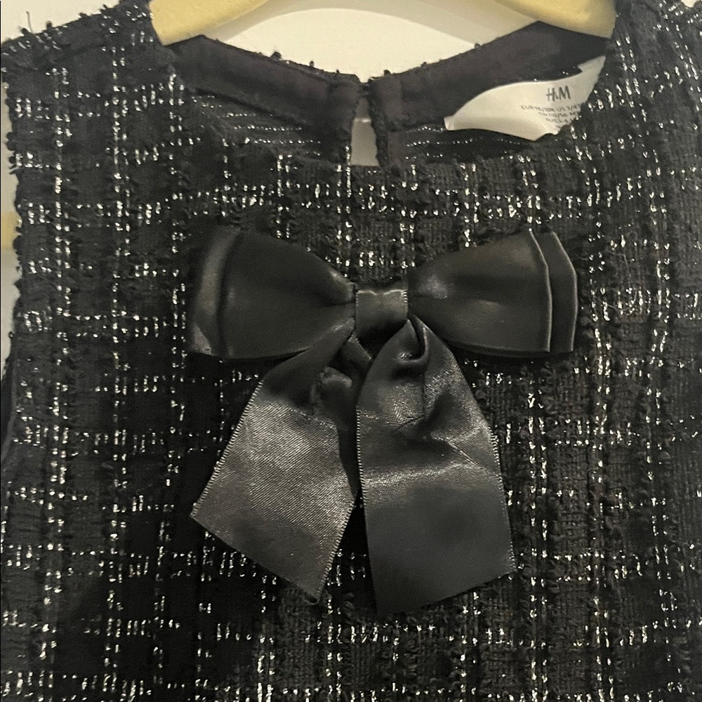 H&M Black Tweed Kids Dress with Bow - Picture 3 of 5